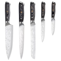 Vente en gros 3Cr13 Ensemble de couteaux en acier inoxydable 5 pièces Chef professionnel Couteaux de cuisine à découper Ensemble de couteaux de cuisine avec boîte-cadeau