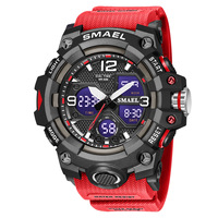 Jam Tangan Sport SMAEL 8008 Pria Berkualitas Tinggi Jam Tangan Sport Dual Time Digital untuk Pria Outdoor Tahan Air