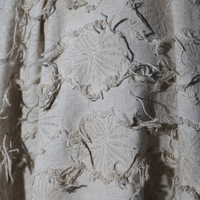 Nouvelle Robe Abaya de Luxe Nais en Tissu Jacquard Brocart à Fleurs Coupées en Lin et Coton Noir, Blanc et Ivoire pour Accessoires de Rideaux