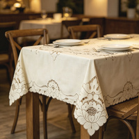 Nappe Moderne en Coton Brodé à Motifs Floraux, Jetable, Anti-Huile et Imperméable pour Hôtels, Maisons, Fêtes, Mariages et Utilisation Extérieure