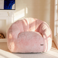 Grande chaise en forme de coquille en fausse fourrure rose sans remplissage Canapé pouf surdimensionné