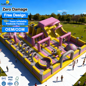 Lâu đài công chúa màu hồng thương mại trượt nước lớn trượt nước thương mại bơm hơi trượt nước màu hồng để Bán hồ bơi thương mại - Product Image 1