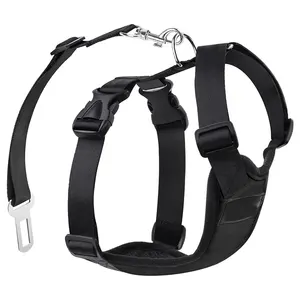 Adjustable Strong Safety Dog Car Vest Harness with Heavy Duty Nylon Pet Dog Car Seat Belt for Driving Travelling