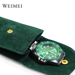 Boîte de rangement de luxe pour montre individuelle en gros, élégante, en cuir PU vert, avec logo personnalisé, étui de présentation de bijoux pour montres - Product Image 5