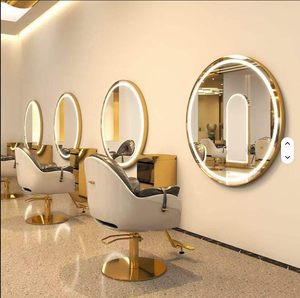 Hot Selling Salon Furniture Barbershop Circular <b>Mirror</b> With Led Lights Hairdressing <b>Mirror</b> - Product Image 1