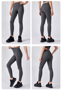 Femmes taille haute doublé polaire Yoga pas de ligne d'embarras course serrée <span class=keywords><strong>nu</strong></span> Pilates Fitness solide taille élastique Yoga Legging - Product Image 5