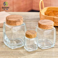 Pot à miel en verre carré de luxe de haute qualité 50 ml 100 ml 180 ml 280 ml 360 ml 750 ml, pots en verre alimentaire transparent, pot à confiture avec bouchon à vis