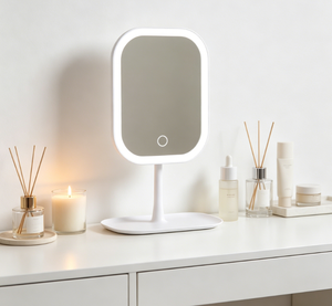 LED Vanity <b>Mirror</b> Stand Up <b>Makeup</b> <b>Mirror</b> <b>Lighted</b> Cosmetic <b>Mirror</b> <b>with</b> Tray for Bedroom Dressing Table - Product Image 2