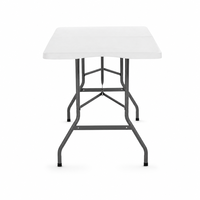 Table pliante en HDPE de 6 pieds, table pliable en plastique avec pieds en acier pour banquet, fête, camping