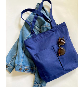 Bolsa de compras especial de lona ecológica con bolsillo, impresa a color, de algodón, con logotipo personalizado. - Product Image 3