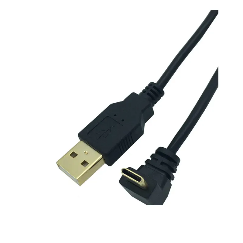 Cable USB tipo c de 3amp, 1A 2A, 30cm, 1m, 2m, ODM, carga rápida corta oem, datos arriba abajo, 2,0 A, macho A arriba abajo, 90 grados