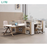 Bureau de travail commercial modulaire ouvert et extensible Liyu personnalisable pour 4 personnes, avec panneau en bois pour poste informatique