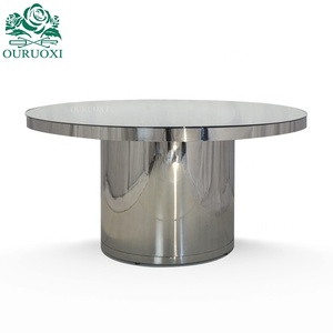 Nhà Hàng Sử Dụng Ý Tưởng Đơn Giản Kính Kim Loại Bạc Top Round Wedding <span class=keywords><strong>Table</strong></span> - Product Image 5