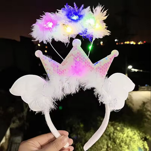 Date fête enfants adulte plume lumière LED ange bandeau de cheveux éclairer couronne bandeau fête des mères Cosplay Costume décorations de fête - Product Image 4