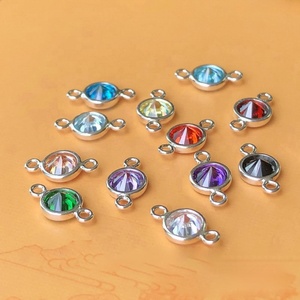 Vintage 925 Sterling Silver Bezel Tip Bottom Zircon Charm Connection Piece Birthstone Pendentif Avec Double Boucles Bijoux Résultats - Product Image 6