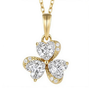 Bán Buôn Moissanite Mặt Dây Chuyền Của Phụ Nữ Dễ Thương Clover Hình Trái Tim Moissanite Thiết Kế Thích Hợp Cho Đám Cưới Và Đính Hôn Vòng Cổ - Product Image 2