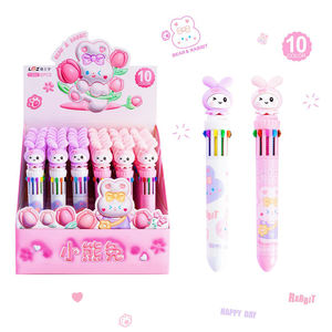कस्टम लोगो 10-रंग बॉलपॉइंट पेन प्यारा खरगोश कार्टून डिजाइन बहु-रंग प्लास्टिक पेन 0.5 मिमी लेखन प्रचार स्टेशनरी - Product Image 1