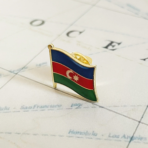 Bendera Nasional Azerbaijan Kristal Epoksi Logam Enamel Lencana Bros Koleksi Suvenir Pin Kerah Aksesoris - Product Image 2