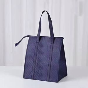Bolsa Térmica Porta Alimentos Reutilizable de Alta Calidad, Personalizada, Grande, Portátil, Azul, de Tela No Tejida EPE, con Aislamiento Térmico, con Cierre - Product Image 1