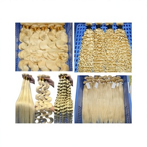 Extensions de <span class=keywords><strong>Cheveux</strong></span> Humains Vierges Brésiliens Blonds de Haute Qualité, Tissage Double Trame Faite à la Machine, Modèle 613, 10-32 Pouces - Product Image 1