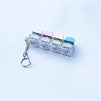 Macaron 4 Key RGB LED Fidget Keychain with Press Button Lightweight Plastic Keyboard Cap for Office Worker Stress Relief