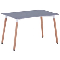 Table à manger carrée rectangulaire moderne en bois sur mesure avec plateau en MDF et pieds en hêtre, finition blanche, mobilier de salle à manger personnalisable