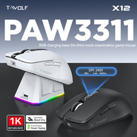 Souris sans fil PAW3311 T-WOLF Wolf X12 avec affichage numérique du niveau de batterie et fonction de charge factice (troisième souris)