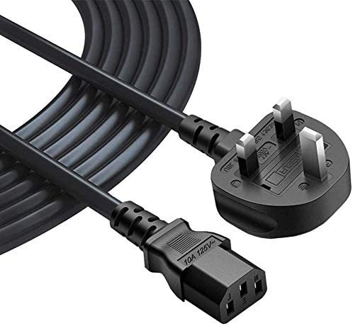 Uk Power Cable Kettle Lead, 13a Fused Uk Plug Bs 1363 to Right Angle Iec C13 Laptop Charger Cable Heavy Duty 16awg 1.0mm2