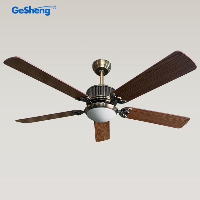 Retro Style 56 Inch High Speed Ceilling Light Fan 5 Plywood Blades Remote Control Antique Cilling Fan with Led with Remote