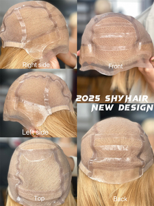 2024 cheveux timides nouveauté sans colle médical blonde perruques pleine dentelle soie Silicone Style droit avec dentelle transparente cheveux humains - Product Image 6