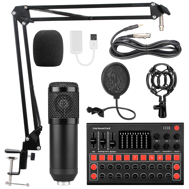 BG4 LIVE Sound Card Audio Interface Mixer Microphone Stand Podcast Equipment Bundle External Podcast Sound Cards