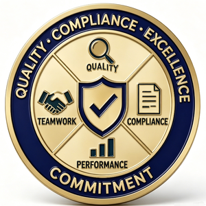 Gold-Plated Brass Medal With Quality Compliance Excellence Theme Die Struck Circular Business Gift - Product Image 4