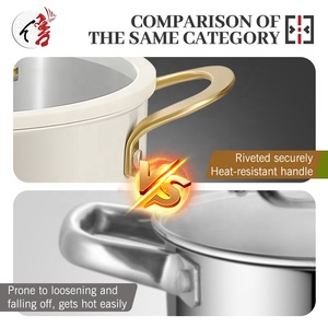 Bộ nồi chảo 9 món bán buôn, chất liệu thép không gỉ 3 lớp, sơn màu trắng kem - Product Image 5