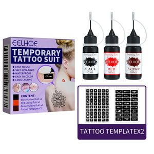 Kit d'art corporel temporaire EELHOE <span class=keywords><strong>Jagua</strong></span>, <span class=keywords><strong>encre</strong></span> imperméable pour tatouage temporaire avec pochoirs réutilisables, vente en gros, OEM, marque privée, en vrac - Product Image 2