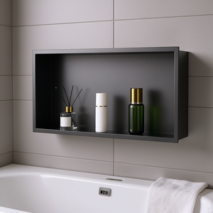 Niche de douche en acier inoxydable, étagère murale encastrée 13x25x4 pouces, double niveau, rangement de salle de bain, design minimaliste imperméable - Product Image 2
