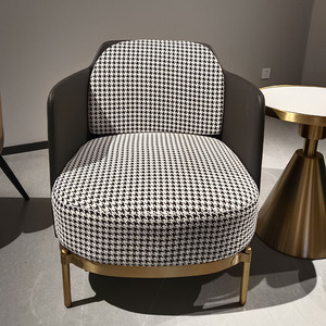 Fauteuil individuel Thousand Bird style italien nordique, luxe léger, pour salon et <span class=keywords><strong>chambre</strong></span>, motif pied-de-poule blanc et or - Product Image 6