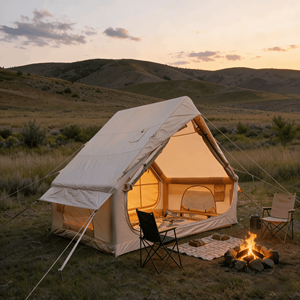 Tente chaude avec cheminée, tente de <span class=keywords><strong>camping</strong></span> gonflable à double porte, 300D imperméable, tente d'hiver pour temps froid, 6,3 m², 14 kg, installation facile - Product Image 2