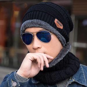 Wholesale Hiking <b>Hat</b> Fashion Knitted Men Women's Winter 2024 With <b>Scarves</b> Thick Warm Beanie Caps - Product Image 1