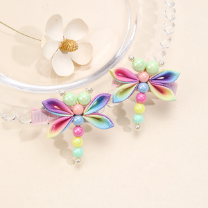 CN 2 ชิ้นฤดูร้อนสัตว์ผมคลิปสีรุ้ง Grosgrain ริบบิ้นผม Bows หิ่งห้อยคลิปผมสําหรับเด็กผู้หญิง - Product Image 5