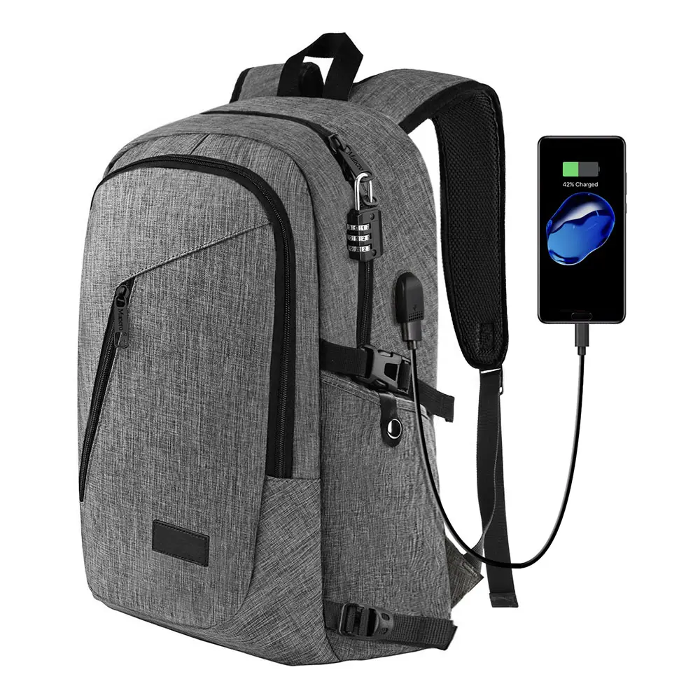 Fashion Bag Pack College Commute Custom Smart USB Charging Rucksack Anti Theft Slim Laptop Backpack