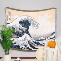 Couverture tissée jacquard personnalisée à la mode, motif tapisserie, vente chaude