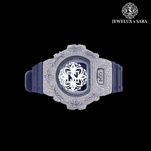 Montre entièrement sertie de diamants de qualité supérieure, design cristal glacé, bracelet en caoutchouc pour homme, idéale pour les soirées, disponible à la vente - Product Image 1