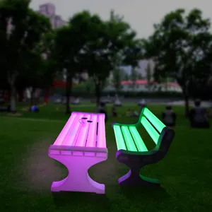 Rechthoekige Outdoor Gardencolor Verlichte Led Plastic Kleurrijke Verlichting Waterdichte Led Tuintafel En Stoelen