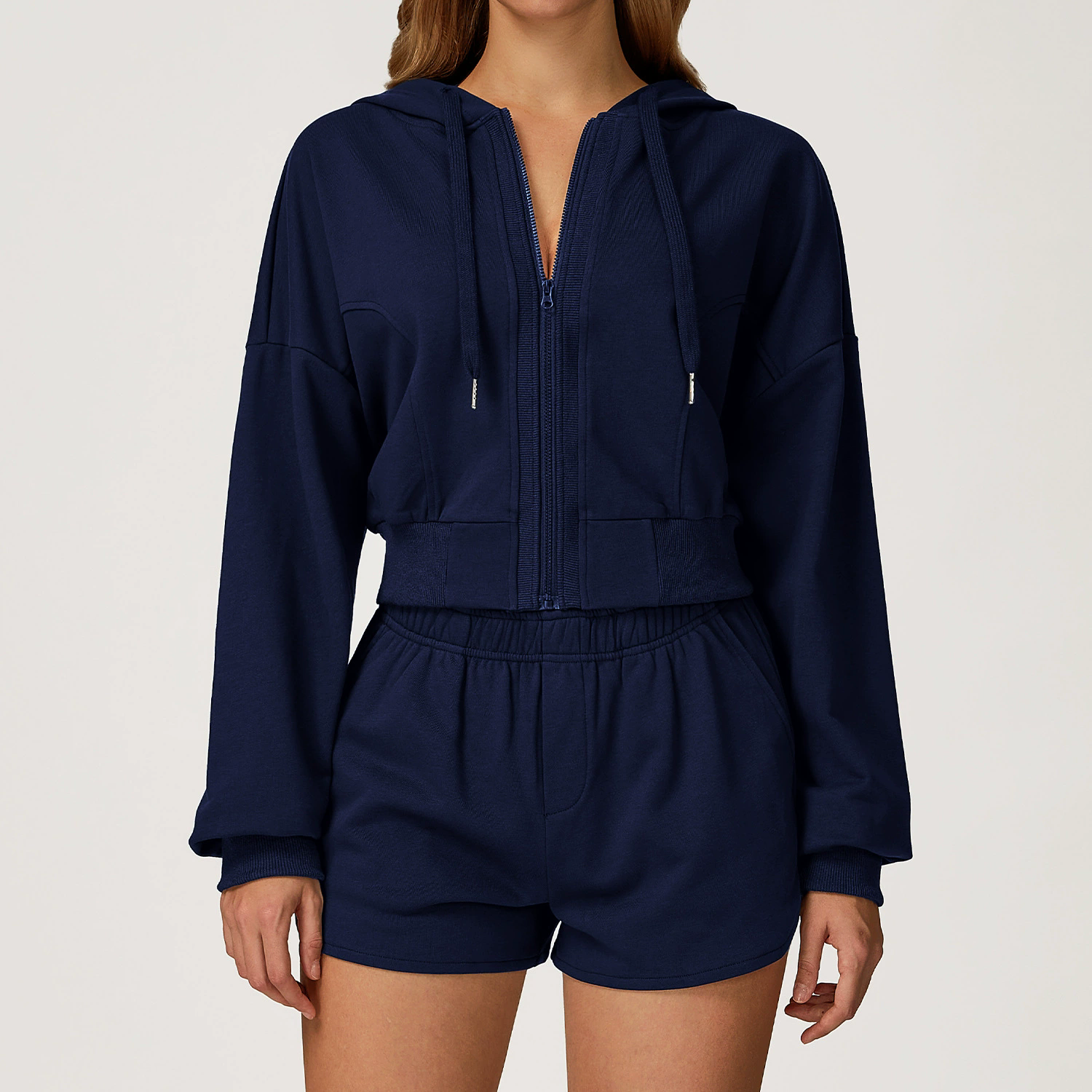 Zip-Up Plus-Size Activewear Set: closure, strap or waistband adjustment reference