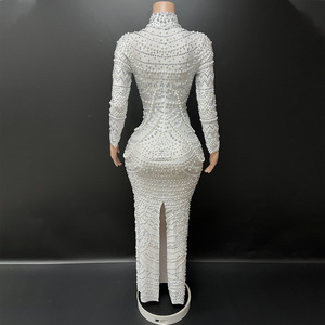 Novance Y3710 Nuovi Arrivi Abiti <span class=keywords><strong>da</strong></span> Sera di Lusso con Strass e Perle per Donne, Elegante Vestito <span class=keywords><strong>Bianco</strong></span> per Matrimoni e Cocktail Party - Product Image 3