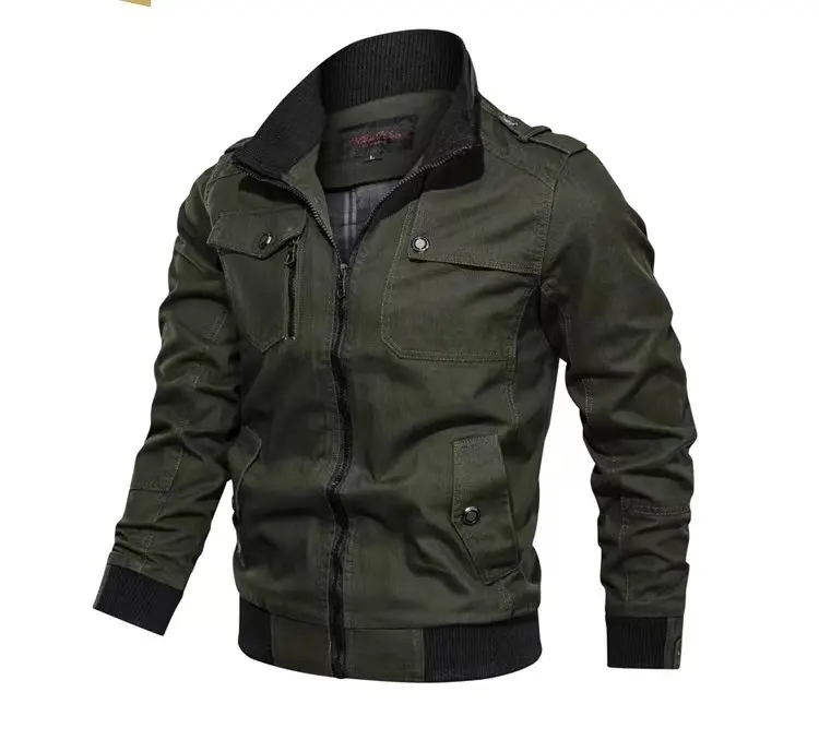 Custom Printed Winter Padded Sportswear Utility Bomber Leather Jacket Men with Zipper Pockets