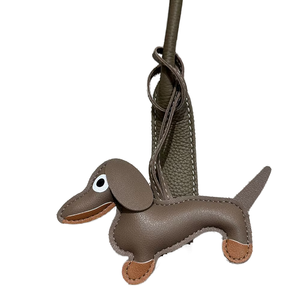 Dachshund Dog Animal Leather Pendant Keychain Diy <b>Accessories</b> Solid Black Puppy Cartoon - Product Image 1