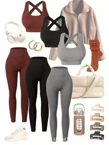 Ensemble de yoga sans couture pour <span class=keywords><strong>femme</strong></span>, taille haute, anti-transpiration, effet push-up, séchage rapide, avec soutien-gorge de sport, idéal pour la gym, le yoga, la course et l'entraînement - Product Image 2