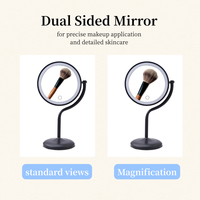 Miroir de maquillage portable double face 3x-5x, lumières LED tricolores à intensité variable, 3 modes commutables, commande tactile, rechargeable par USB