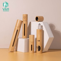 YAN Packaging Cylindre 15ml Vide Biodégradable Rechargeable Écologique Naturel en Bambou Gravé Déodorant Roll-On Huile Parfumée